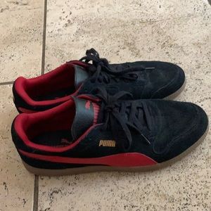 Puma Red and Black Suede Tennis Shoe